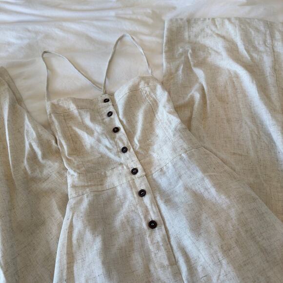 Lulus Beach Day Beige Backless Jumpsuit Size M - Picture 3 of 6